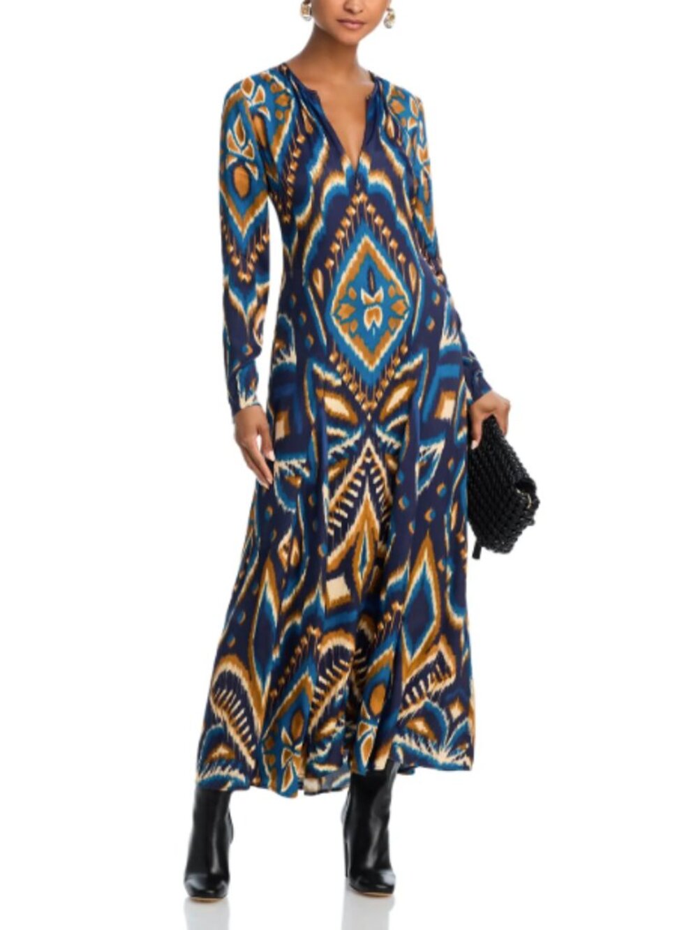FARM rio blue pineapple ikat blue viscose maxi dress - NWT